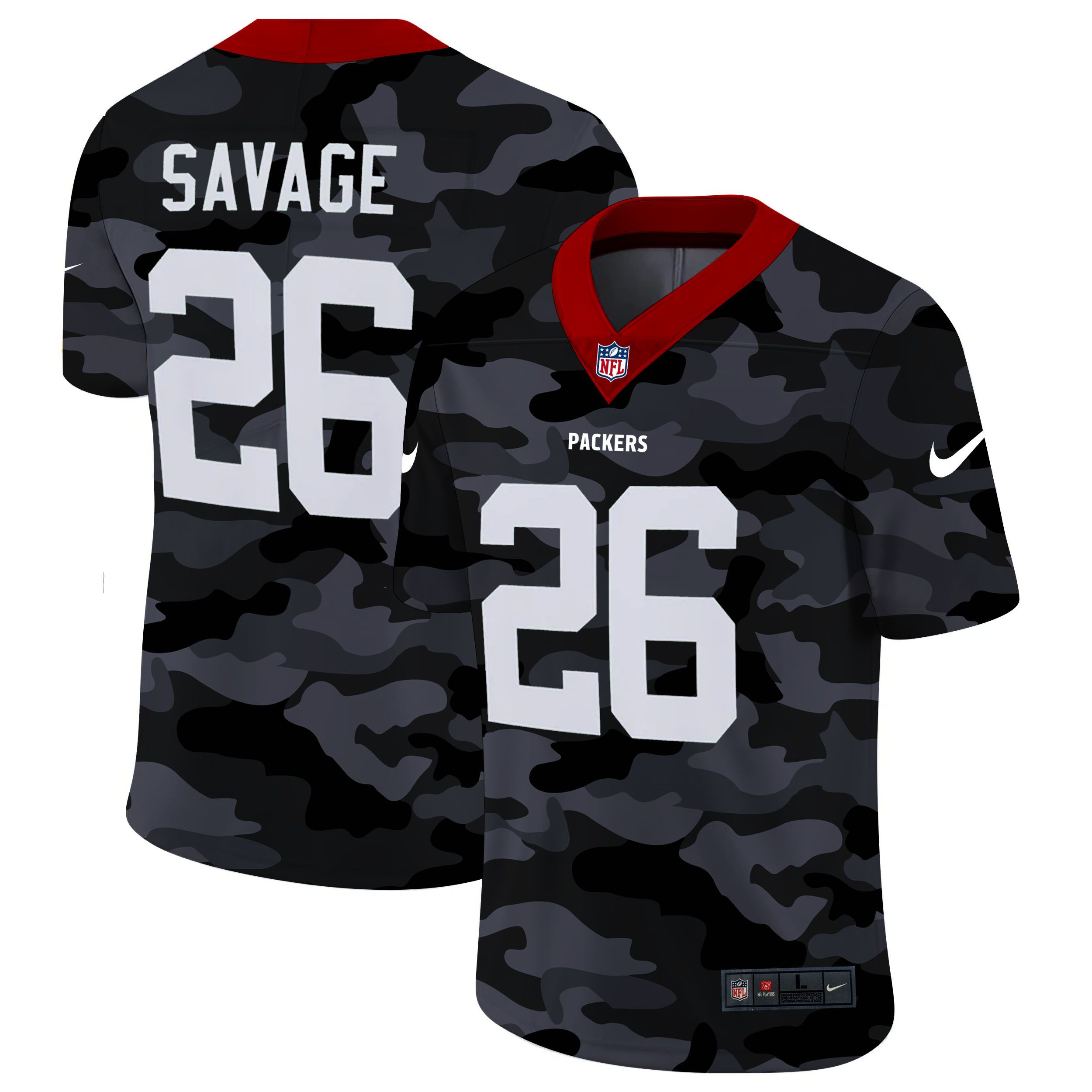 Men Green Bay Packers #26 Savage 2020 Nike Camo Salute to Service Limited NFL Jerseys